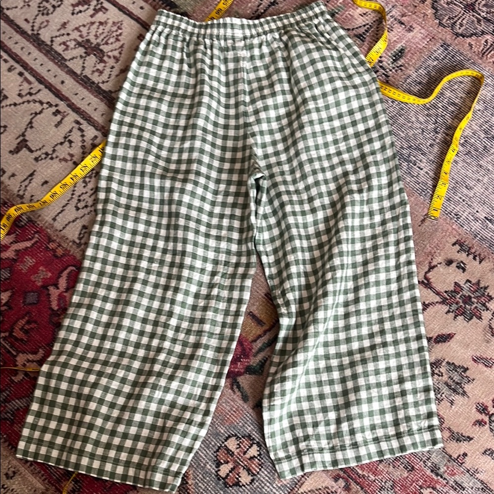Linenfox Green and White Checkered Wide Leg Pants - Picture 6 of 6